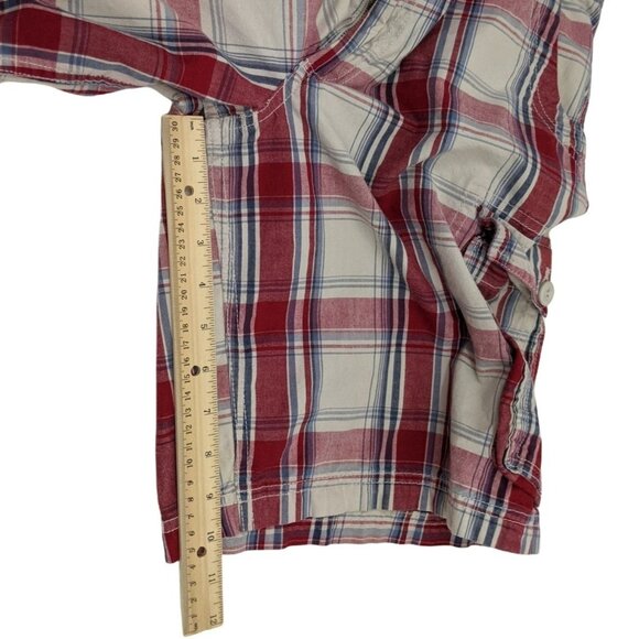 Arizona 16 Husky 31 waist Red, White Plaid 100% Cotton Cargo Shorts Pockets 39h - Picture 7 of 8